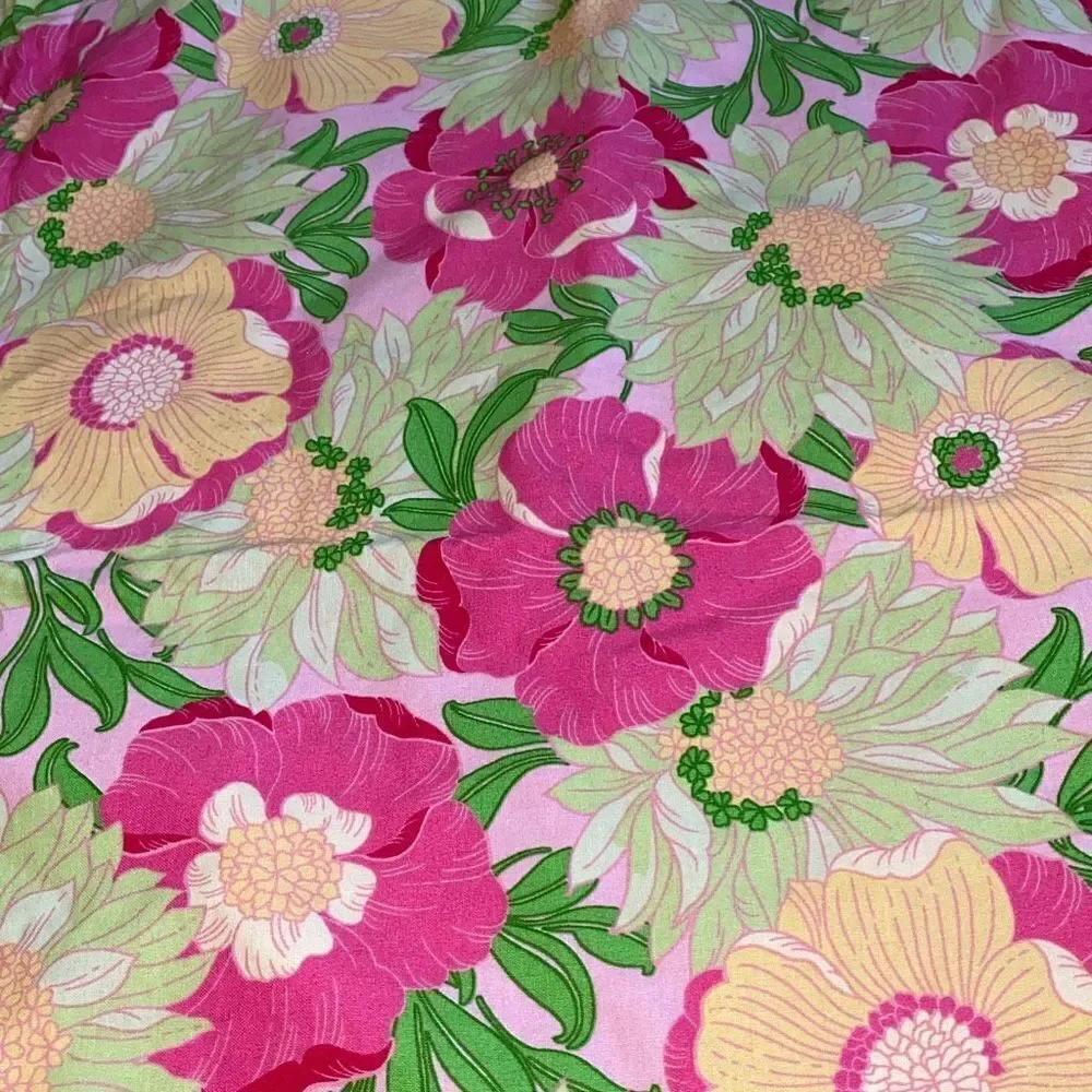 Vintage 33x42 EUC OOAK Vintage 60s Floral Pink And Green Handmade Small Throw Or